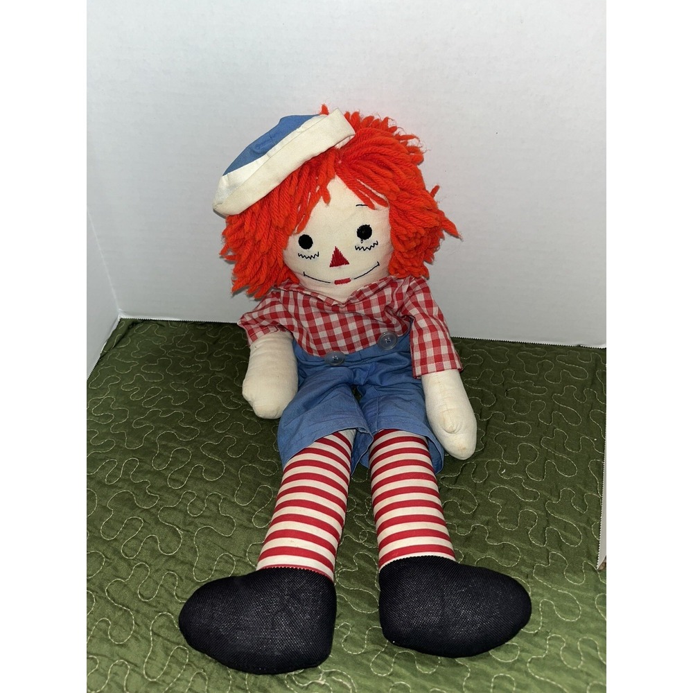 18" Raggedy Andy Doll, Vintage , Sailor Hat , I Love You Heart handmade